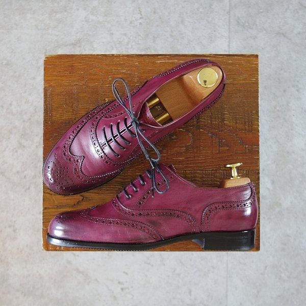 極美品★(伊)タニノクリスチー(レディース) SIZE 36【定価10万円以上★フルブローグ/マゼンタ】カーフ/TANINO CRISCI★l727