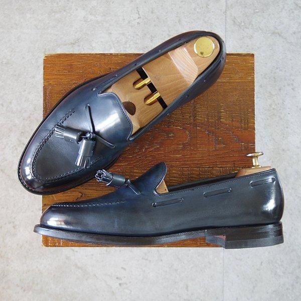 極美品★クロケット&ジョーンズ 8E【定価¥110,000-★CAVENDISH 3/キャベンディッシュ】タッセルローファー/紺/Crockett&Jones★l728