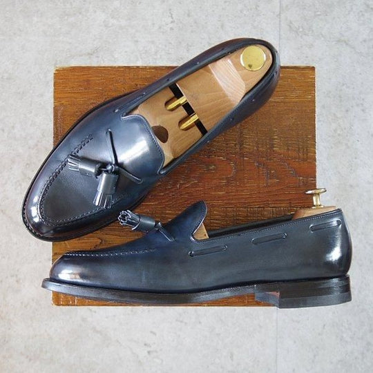 極美品★クロケット&ジョーンズ 8E【定価¥110,000-★CAVENDISH 3/キャベンディッシュ】タッセルローファー/紺/Crockett&Jones★l728