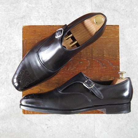 美品★エドワードグリーン UK8/US8.5E【貴重★ラルフローレン・パープルレーベル別注/サイドモンク】888ラスト/黒/EDWARD GREEN★l836