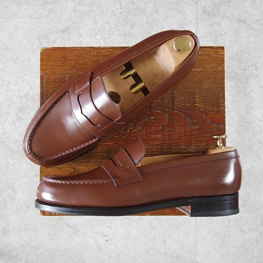 極美品★J.M.ウエストン 7D【定価¥151,800-★180/コインローファー】41ラスト/ボックスカーフ/タン/茶/Weston/ウェストン★l866