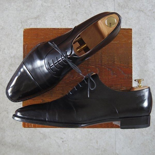 極美品★(伊)エンツォ・ボナフェ SIZE 10【定価¥148,500-★ストレートチップ/03458】カーフ/黒/メンズ/Enzo Bonafe★l969