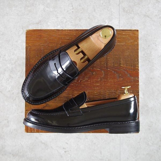 極美品★チャーチ(レディース) SIZE 36.5【★コインローファー/STADEN W】ポリッシュドバインダーカーフ/黒/Church's★m014