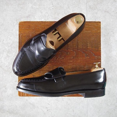 極美品★エドワードグリーン 6.5E【定価¥195,800-★バタフライローファー/TEWKESBURY】184ラスト/カーフ/黒/メンズ/EDWARD GREEN★m024