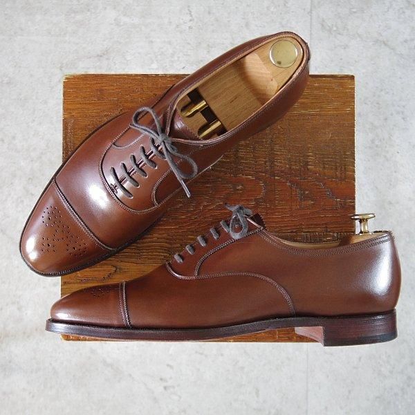 未使用★クロケット&ジョーンズ 8.5D【現行定価10万円以上★セミブローグ/BOSTOCK】357ラスト/カーフ/茶/メンズ/Crockett&Jones★m103