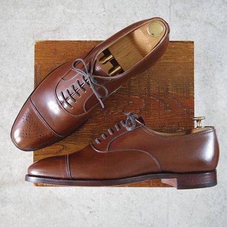 未使用★クロケット&ジョーンズ 8.5D【現行定価10万円以上★セミブローグ/BOSTOCK】357ラスト/カーフ/茶/メンズ/Crockett&Jones★m103