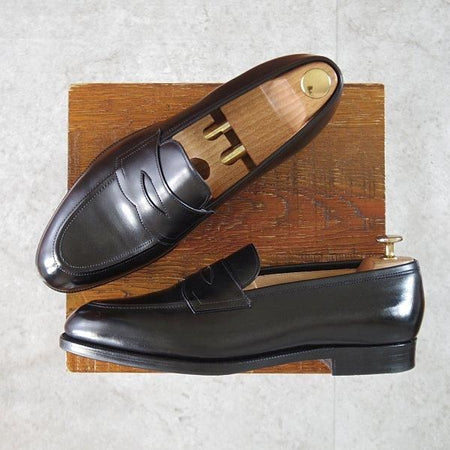 極美品★エドワードグリーン 8E【定価¥217,800-★ピカデリー/PICCADILLY】184ラスト/コインローファー/カーフ/黒/EDWARD GREEN★m142