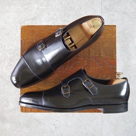 使用数回★エドワードグリーン 8E【現行定価20万円以上★WESTMINSTER/ウェストミンスター】ダブルモンク/606ラスト/黒/EDWARD GREEN★m154