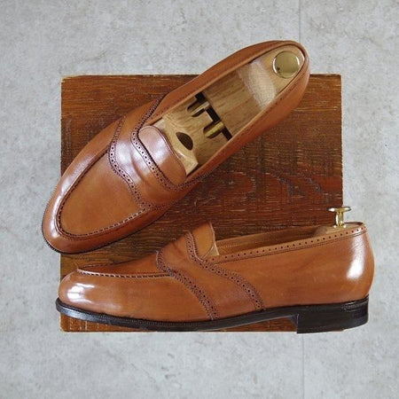 未使用★エドワードグリーン 8E【旧工場製★(英)ニュー&リングウッド別注/フルストラップ/ローファー】184ラスト/茶/EDWARD GREEN★m257