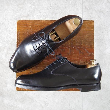 美品★エドワードグリーン 6.5E【貴重★旧トップドロワー/LADBROKE/606ラスト】プレーントゥ/カーフ/黒/メンズ/EDWARD GREEN★m403