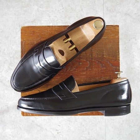 極上★エドワードグリーン 8.5E【定価¥217,800-★DUKE/デューク】137ラスト/コインローファー/カーフ/黒/メンズ/EDWARD GREEN★m513