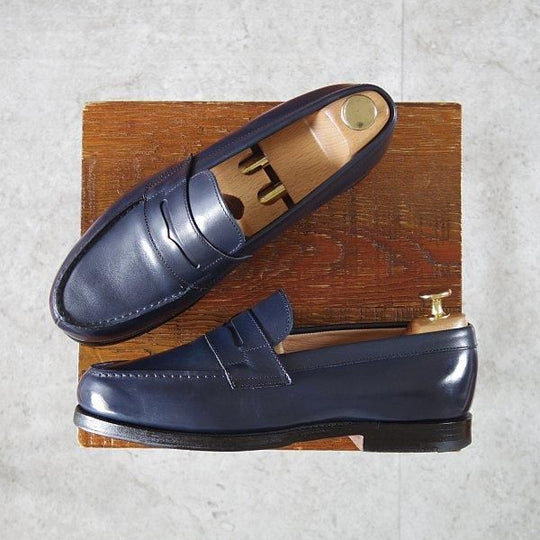極上★(英)アルフレッド・サージェント SIZE 6【貴重★WESTON180似寄りモデル/(仏)BOWEN別注】コインローファー/紺/ALFRED SARGENT★m580