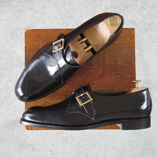 極美品★(英)チーニー 8F【貴重★BROMLEY/ナノユニバース別注】125ラスト/モンクストラップ/ポリッシュレザー/黒/メンズ/CHEANEY★m589