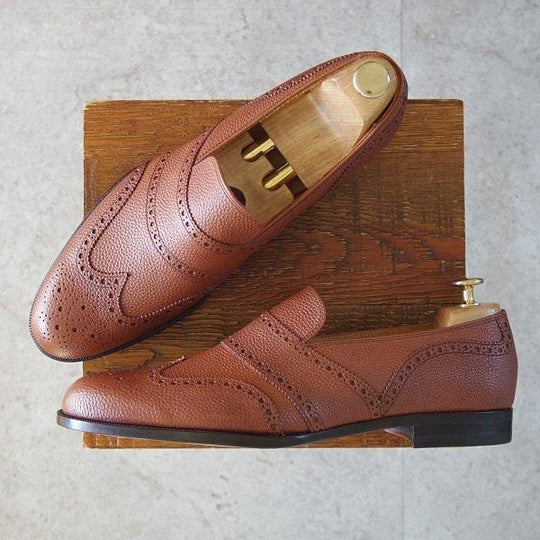 未使用★Iugen/イウゲン SIZE 8.5【定価¥44,000-★ローファー/IG201】スリッポン/グレインレザー/茶/メンズ★m644