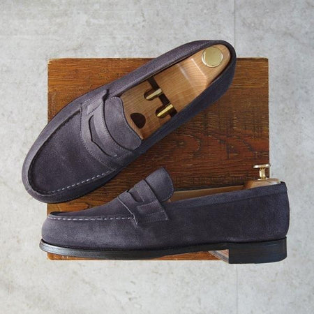 美品★J.M.ウエストン 7E【定価¥156,200-★180/コインローファー】41ラスト/スエード/GREY/灰/Weston/ウェストン★m663