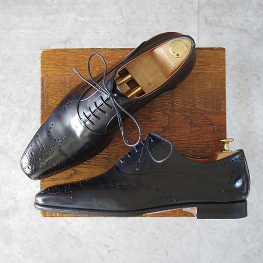 極美品★(伊)サントーニ SIZE 5.5【定価¥82,500-★オックスフォードシューズ/11542】カーフ/黒/メンズ/Santoni★m704