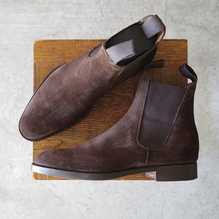 極美品★エドワードグリーン UK5程度/5.5C【現行定価¥269,500-★NEWMARKET/82ラスト】サイドゴアブーツ/スエード/濃茶/EDWARD GREEN★m735