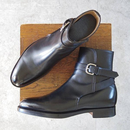 美品★エドワードグリーン UK5程度/5.5C【現行定価¥273,900-★ジョッパーブーツ/GRESHAM/旧ロゴ】82ラスト/黒/メンズ/EDWARD GREEN★m829