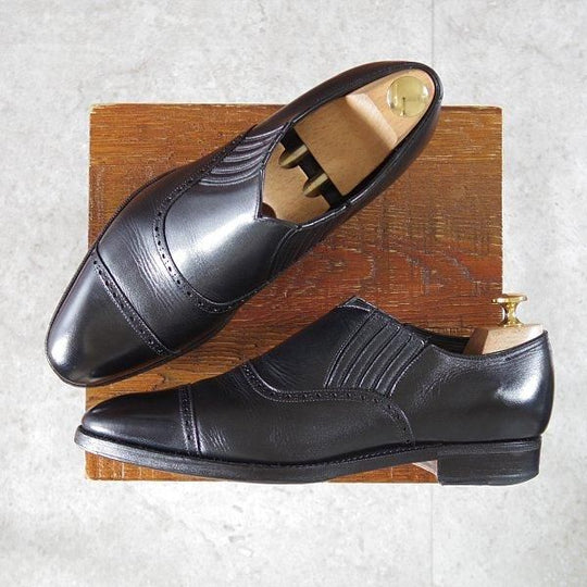 ★(浅草)RENDO/レンド SIZE 7.5【定価¥68,200-★サイドエラスティック/7703】770ラスト/カーフ/黒/メンズ★m832