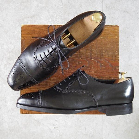 ★エドワードグリーン 9F【現行定価20万円以上★ASQUITH/アスキス/888ラスト】セミブローグ/カーフ/黒/メンズ/EDWARD GREEN★m838