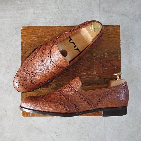 未使用★Iugen/イウゲン SIZE 6【定価¥44,000-★ローファー/IG201】スリッポン/グレインレザー/茶/メンズ★m867