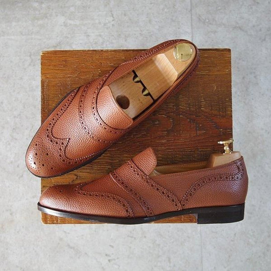 未使用★Iugen/イウゲン SIZE 6【定価¥44,000-★ローファー/IG201】スリッポン/グレインレザー/茶/メンズ★m867