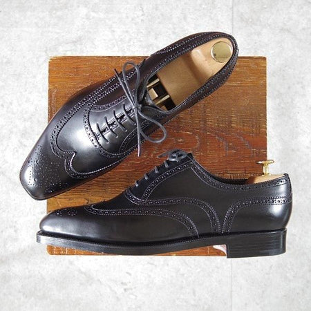 未使用★エドワードグリーン UK7.5/US8E【貴重★ラルフローレン・パープルレーベル別注/フルブローグ】888ラスト/黒/EDWARD GREEN★m907