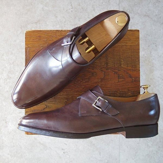 美品★ジョンロブ 9.5E【定価¥267,300-★ミュージアムカーフ/ASHILL/アシール】モンクストラップ/7000ラスト/濃茶/JOHN LOBB★m954