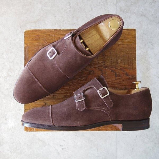 未使用★クロケット&ジョーンズ UK7.5/US8D【貴重★ブルックスブラザーズ別注/Peal&co】341ラスト/ダブルモンク/ミンクスエード/濃茶★m957