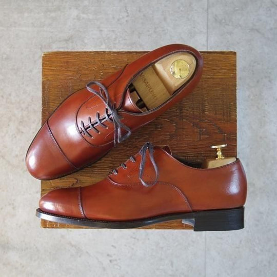 未使用★三陽山長 SIZE 6【定価¥91,300-★友二郎/R2010ラスト】ストレートチップ/カーフ/茶/メンズ/TOMOJIRO/Sanyo Yamacho★m999