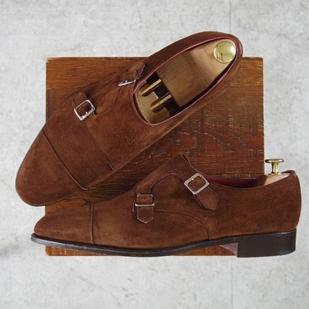 極美品★エドワードグリーン 9.5E【現行定価20万円以上★(香港)TASSELS別注/ダブルモンク/WESTMINSTER】82ラスト/茶/EDWARD GREEN★n065