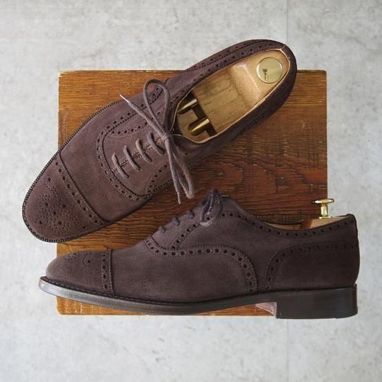 極美品★チャーチ 75F/UK7.5【現行定価¥176,000-★ディプロマット/DIPLOMAT】173ラスト/セミブローグ/スエード/濃茶/Church's★n076