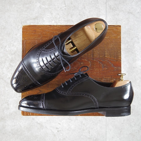 極上★エドワードグリーン 7.5E【現行定価20万円以上★ASQUITH/アスキス/808ラスト】セミブローグ/カーフ/黒/メンズ/EDWARD GREEN★n448