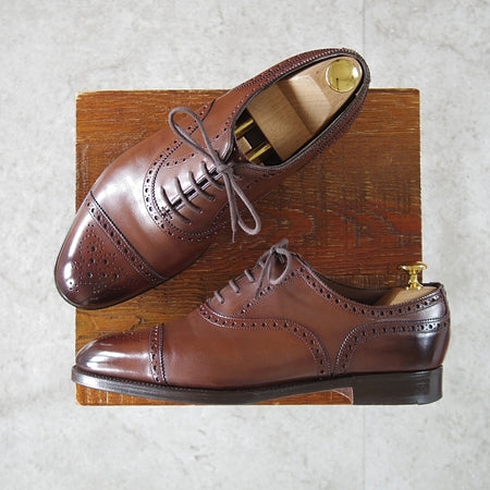 極上★エドワードグリーン 5.5E【定価¥253,000-★CADOGAN/カドガン】202ラスト/セミブローグ/カーフ/濃茶/EDWARD GREEN★n466