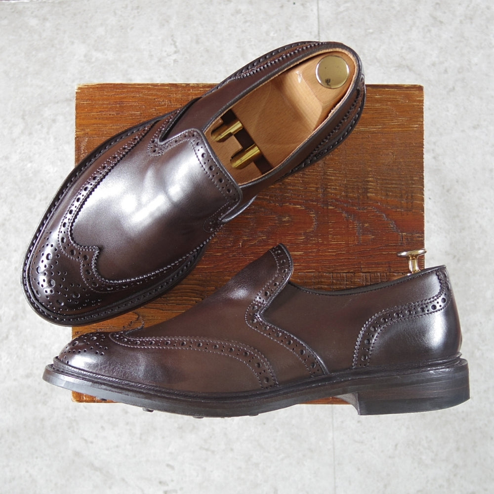 極美品★トリッカーズ SIZE 8【現行定価13万円以上★センターエラスティック/M6924】ローファー/スリッポン/カーフ/濃茶/Tricker's★o002