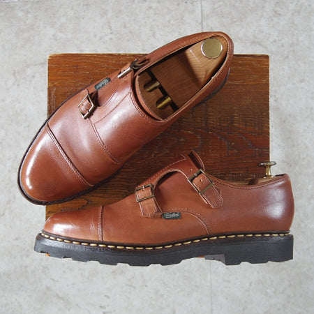 極上★パラブーツ SIZE 7.5【定価¥96,800-★ウィリアム/WILLIAM】マルシェソール/ダブルモンク/リスレザー/GOLD/茶/Paraboot★o007