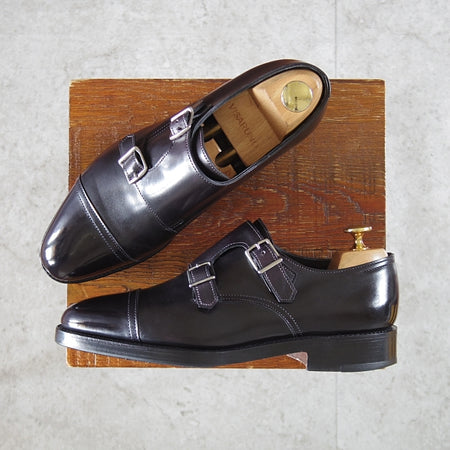 極美品★ジョンロブ 5E【現行定価¥251,900-★WILLIAM/ウィリアム】9795Rラスト/ダブルモンク/カーフ/黒/メンズ/JOHN LOBB★n539