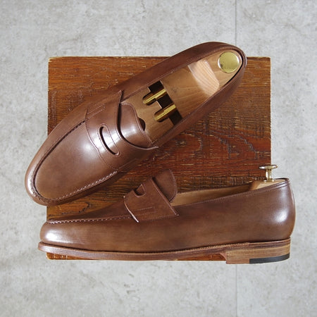 未使用★ジョンロブ 8E【現行定価¥269,500-★ロペス/LOPEZ/ミュージアムカーフ】4395ラスト/コインローファー/茶/JOHN LOBB★n541