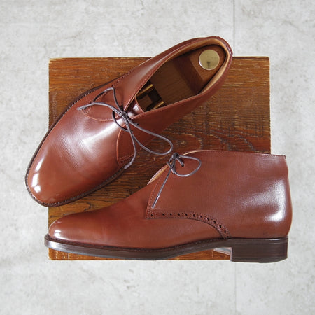 極上★(伊)タニノクリスチー SIZE 6.5【貴重★ブラックラピド製法/BRUGOTTO】チャッカブーツ/ボンドカーフ/茶/TANINO CRISCI★o031