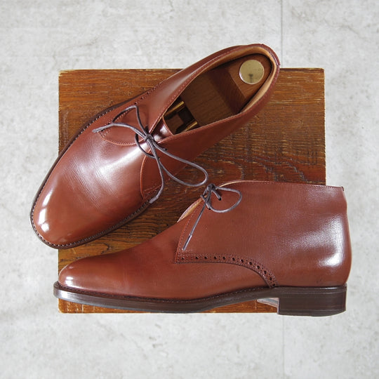 極上★(伊)タニノクリスチー SIZE 6.5【貴重★ブラックラピド製法/BRUGOTTO】チャッカブーツ/ボンドカーフ/茶/TANINO CRISCI★o031