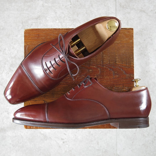 美品★クロケット&ジョーンズ 9E【ハンドグレードライン★ストレートチップ/HAREWOOD】ハーウッド/カーフ/茶/Crockett&Jones★o033