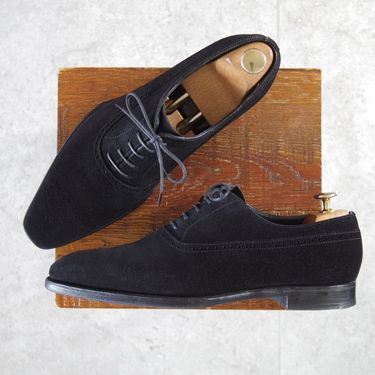 極上★クロケット&ジョーンズ 7E【ハンドグレードライン★オックスフォードシューズ/CUMBERLAND】スエード/黒/Crockett&Jones★n606