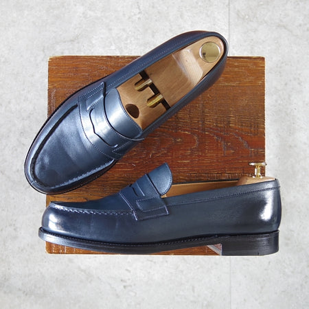 美品★J.M.ウエストン 7D【定価¥156,200-★180/コインローファー】41ラスト/ボックスカーフ/紺/メンズ/Weston/ウェストン★n607