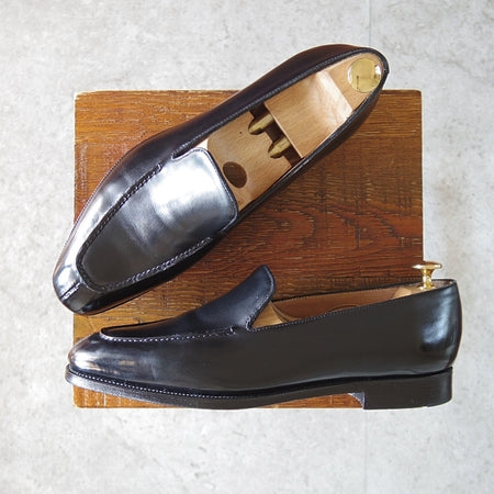 ★エドワードグリーン 7.5E【スキンステッチ仕様★ドーバーのローファータイプ/NEWLYN】101ラスト/カーフ/黒/メンズ/EDWARD GREEN★n120