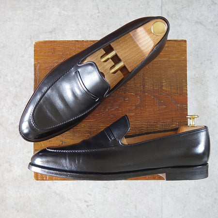 極美品★ジョンロブ 8E【定価¥273,900-★ホールカット仕様のローファー/AMBLE/アンブル】4098ラスト/カーフ/黒/メンズ/JOHN LOBB★n666