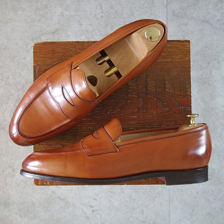 極美品★エドワードグリーン 10E【定価¥253,000-★ピカデリー/PICCADILLY】184ラスト/コインローファー/カーフ/茶/EDWARD GREEN★n687