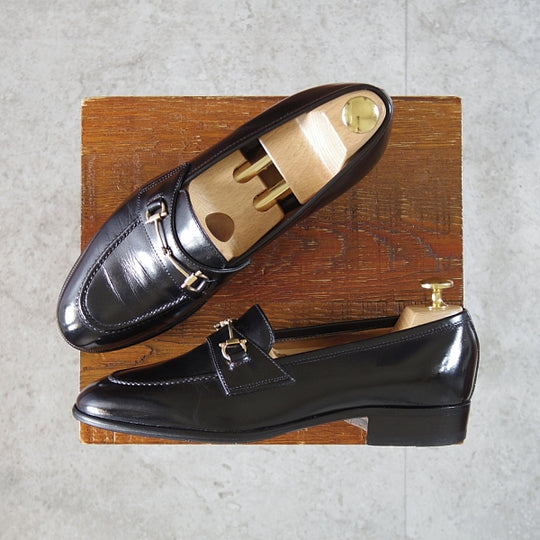 極上★(伊製)Le Yucca's/レユッカス SIZE 39【定価¥140,800-★エンツォ・ボナフェ製/ビットローファー】スリッポン/黒/メンズ★n220