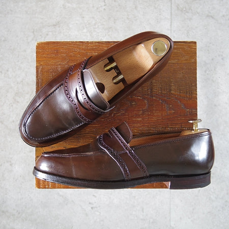 極上★クロケット&ジョーンズ UK7/US7.5E【貴重★コードバン/濃茶/ラルフローレン別注】コインローファー/Crockett&Jones★n769