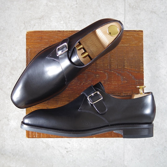 未使用★(スペイン製)YANKO/ヤンコ SIZE 6.5【定価¥61,600-★モンクストラップ/Y5002】カーフ/黒/メンズ★n772