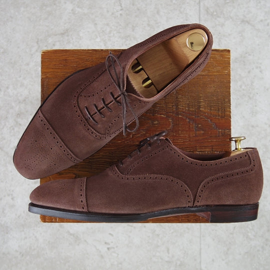 未使用★クロケット&ジョーンズ 9E【ハンドグレードライン★セミブローグ/WELBECK2】スエード/濃茶/Crockett&Jones★n284